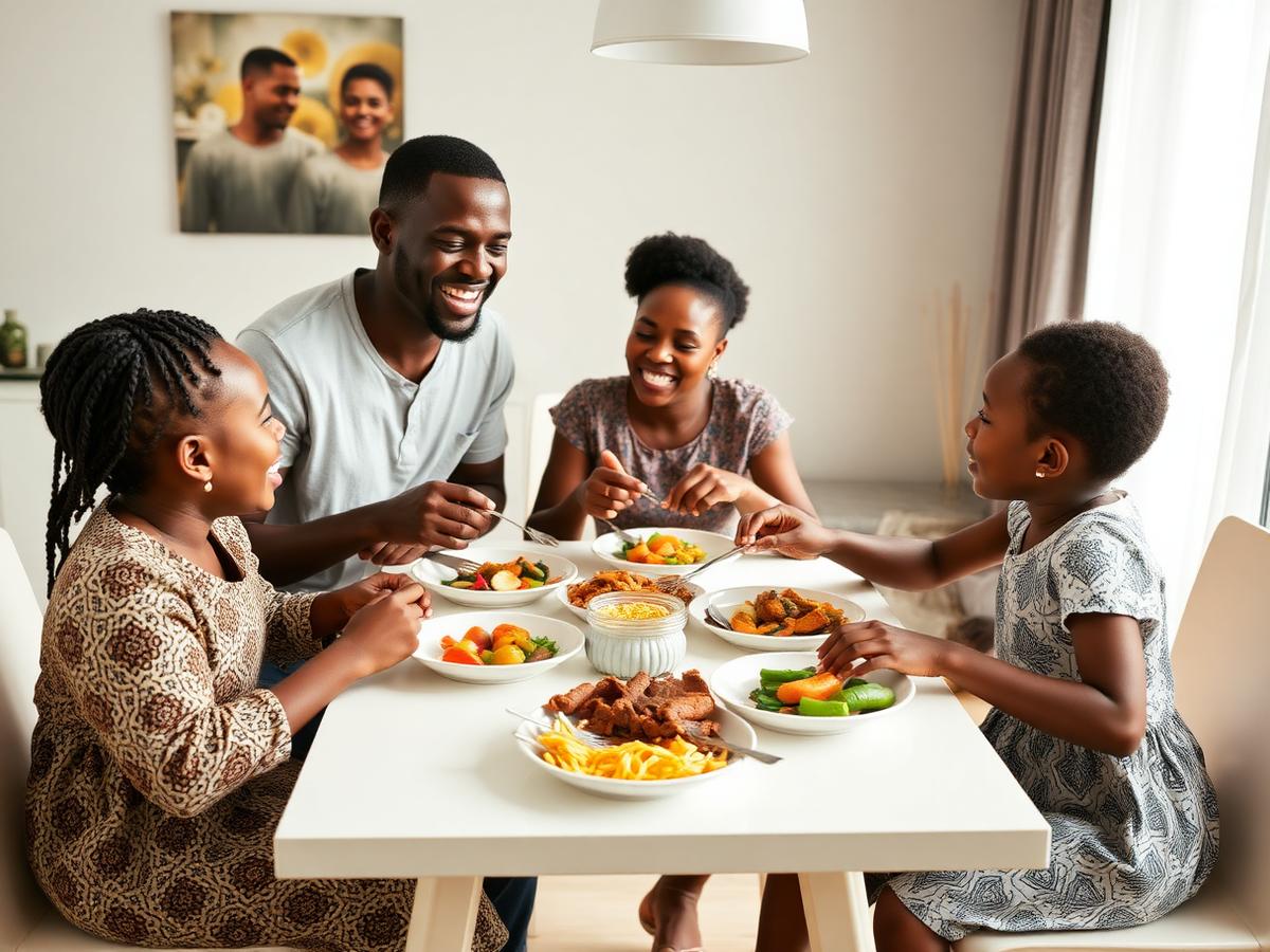 Family enjoying Waakye